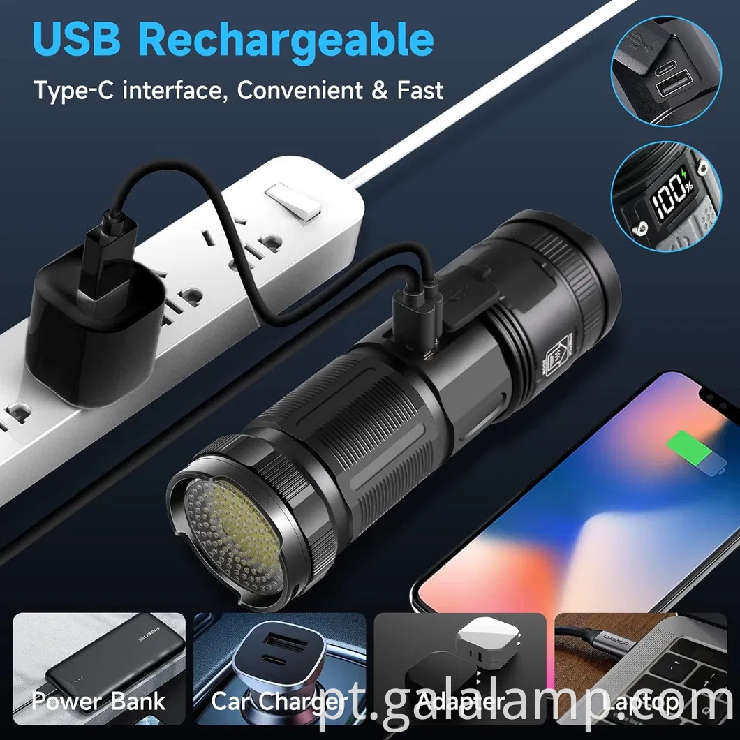 Lanterna LED poderosa com feixe de laser branco para uso ao ar livre